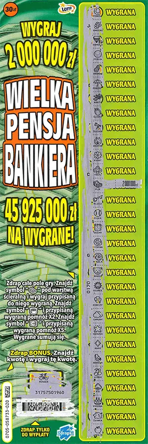 Zdrapka WIELKA PENSJA BANKIERA